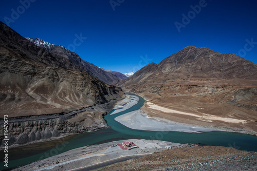 Confluence of Sindhu (Indus) and Zanskar Rivers near Leh, Ladakh