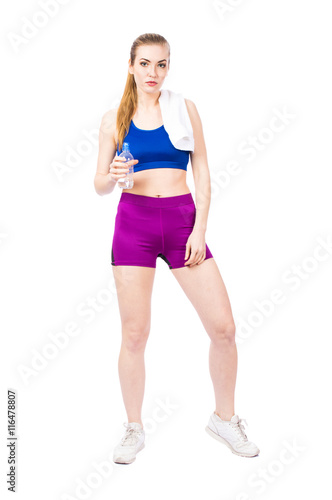 Young healthy woman exercise fitness isolated on white background