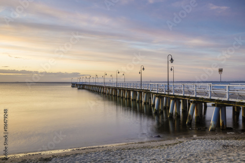 wooden pier on the Baltic Sea  Gdynia Or  owo  Poland