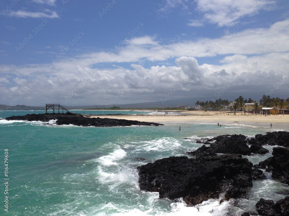 Beach Puerto Villamil with Lookout point