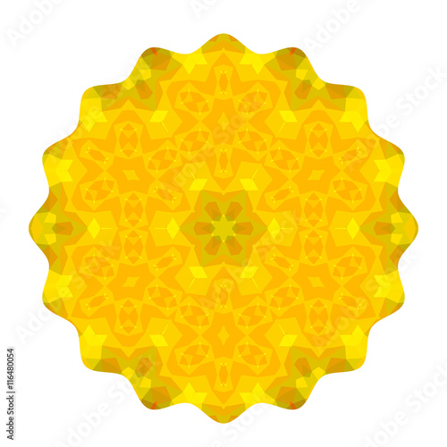 Ornamental Yellow Round Pattern Isolated on White Background