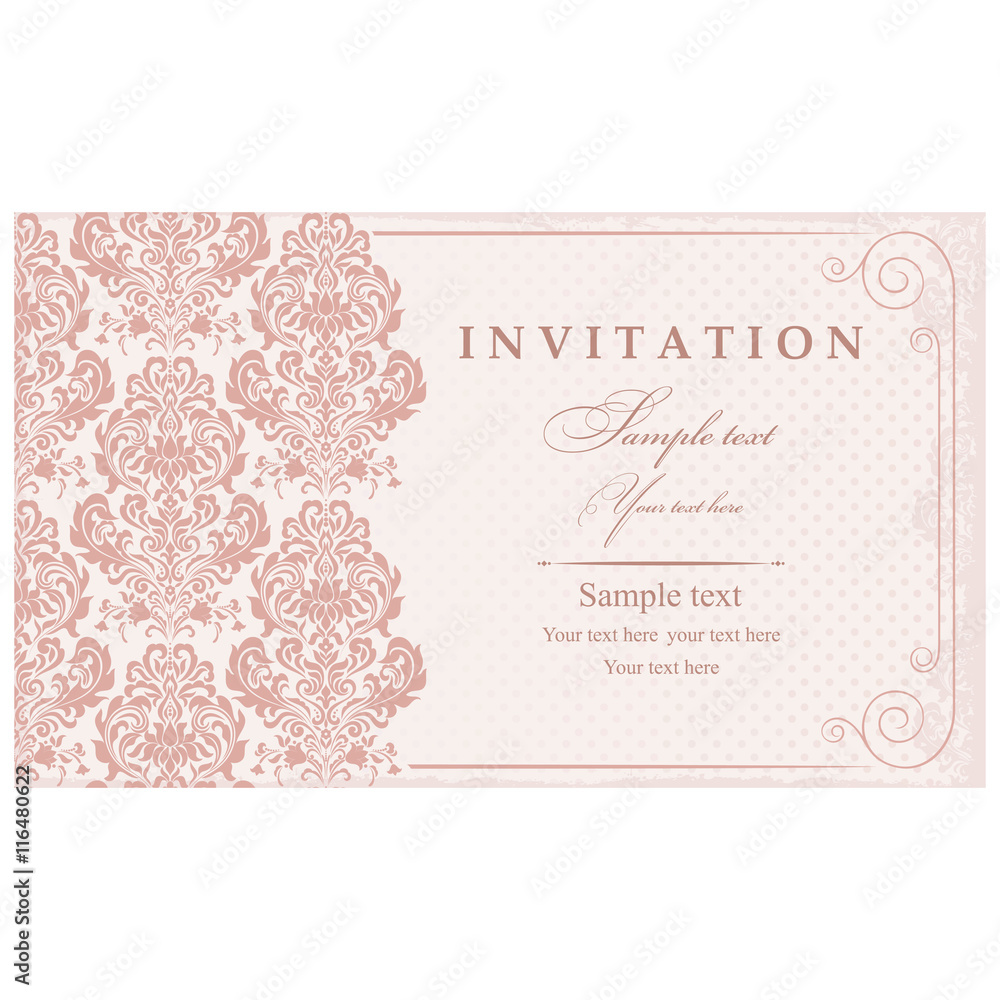 Wedding Invitation cards in an old-style pink