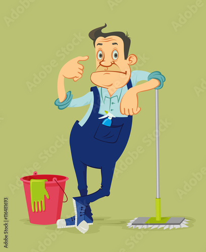 Big cleaner is watching you, vector illustration