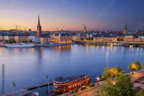 Canvas Print Stockholm. Image of Stockholm, Sweden during twilight blue hour.