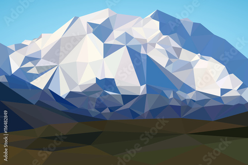 Mountains landscape in polygonal style. Mountains background in low poly