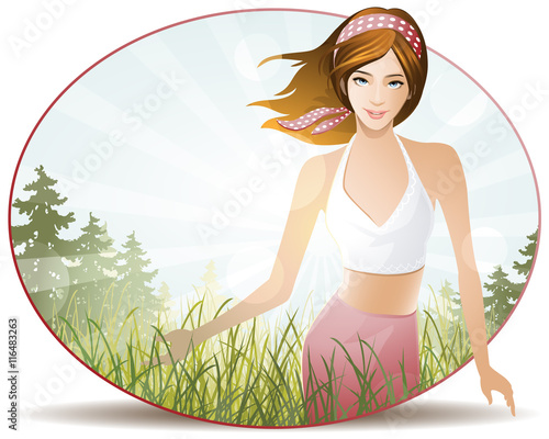 nature / young attractive women in rural areas