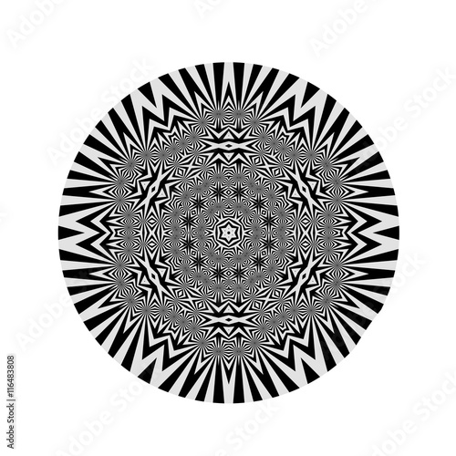 Ornamental Grey Round Pattern Isolated on White Background