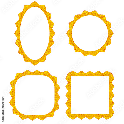 Set of Different Yellow Frames Isolated on White Background
