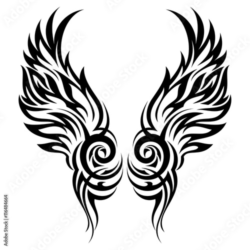Flaming wings tribal tattoo vector ornament