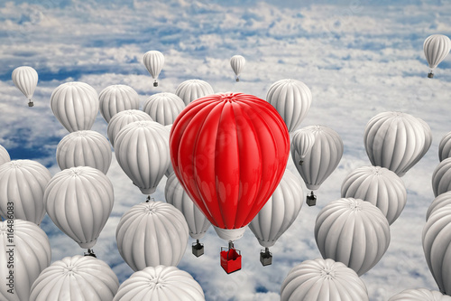 leadership concept with red hot air balloon photo