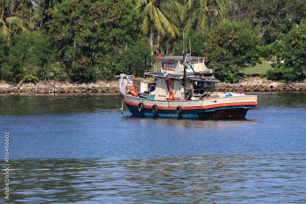 fishing boat park at harbor fishing boat park at harbor