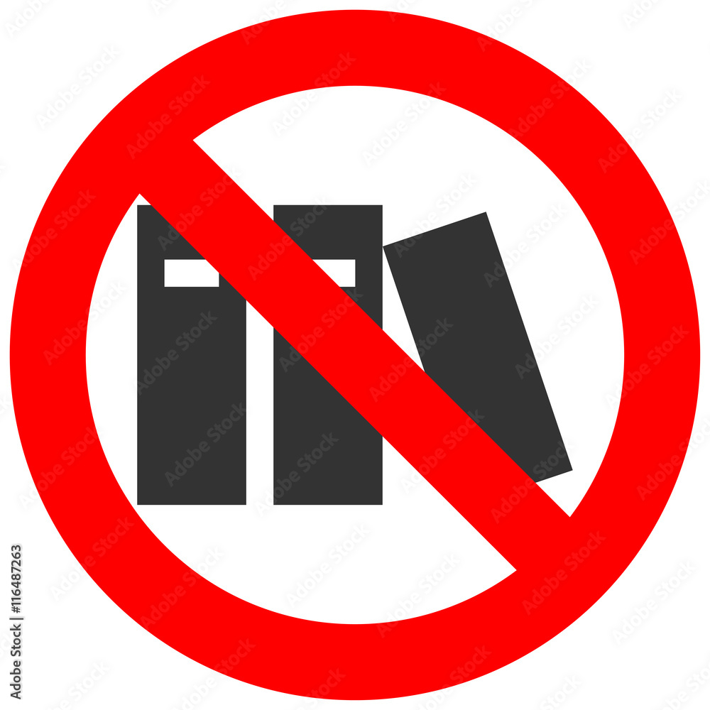 Forbidden sign with book icon isolated on white background. Reading is prohibited vector illustration. Reading is not allowed image. Books are banned. Forbidden sign with book icon isolated on white background. Reading is prohibited vector illustration. Reading is not allowed image. Books are banned.