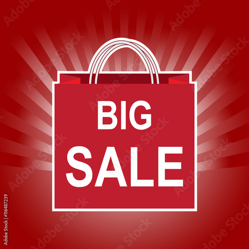 Shopping paper bag with big sale tag