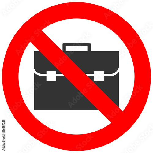 Stop or ban sign with baggage icon isolated on white background. Hand baggage is prohibited vector illustration. Luggage is not allowed image. Carry on is banned.