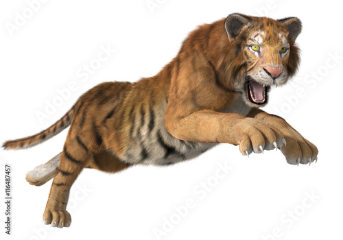 3d CG illustration of a hunting tiger isolated