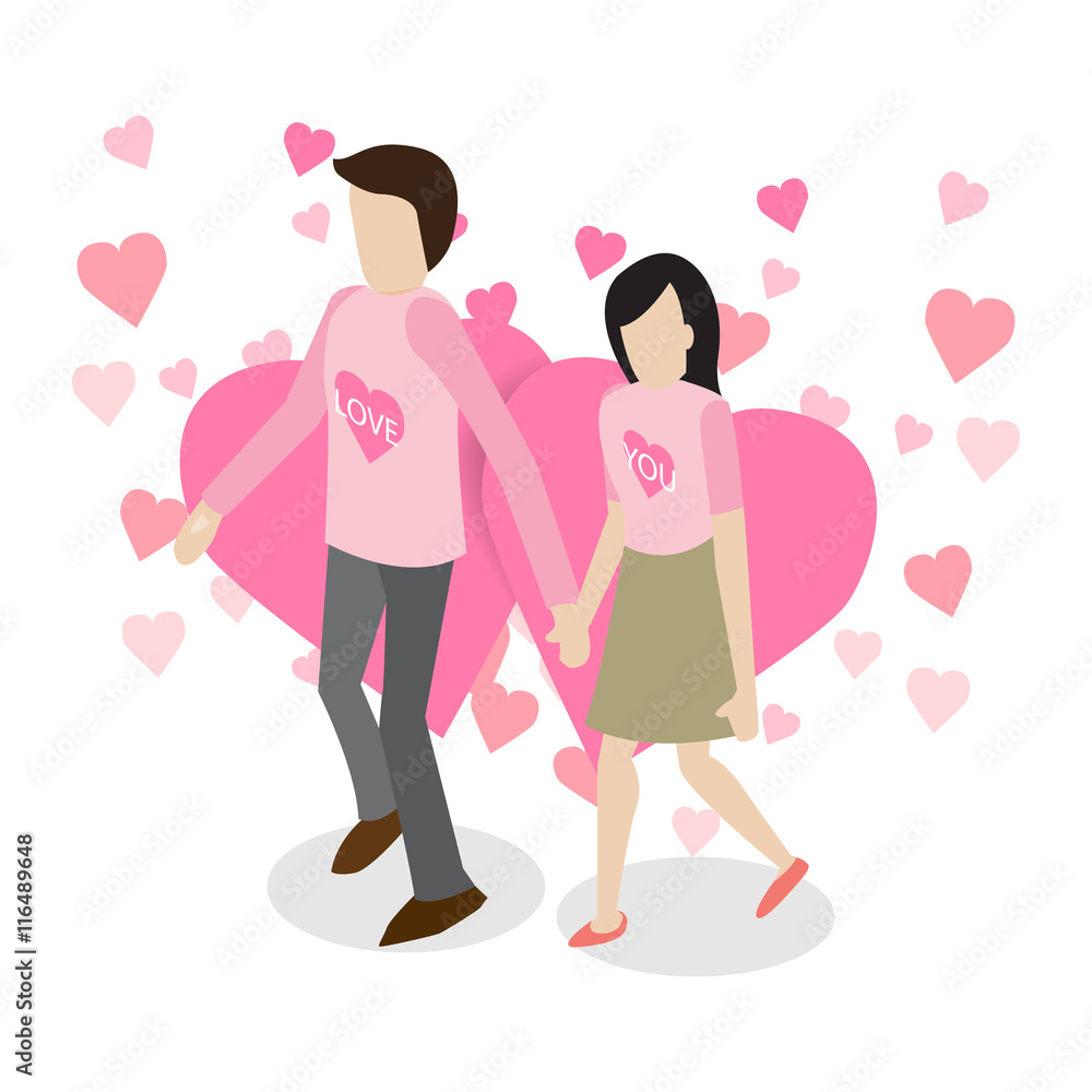 couples in the isometric style. couples in the isometric style.
