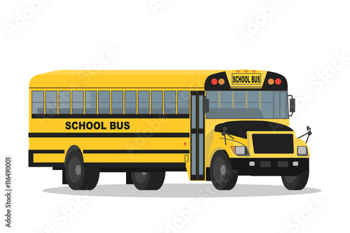Vector yellow school bus isolated on white background