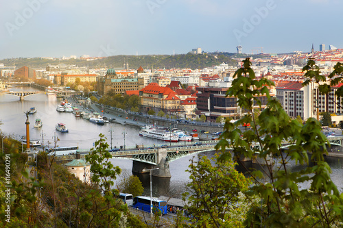 view of bridges on the Vltava river