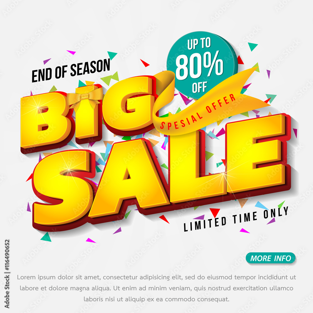 Obraz premium Sale banner template design, Big sale special up to 80% off. vector illustration.