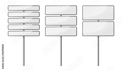 Set of blank street signs, isolated on white background. EPS10 vector illustration.