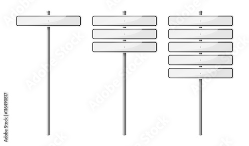 Set of blank street signs, isolated on white background. EPS10 vector illustration.