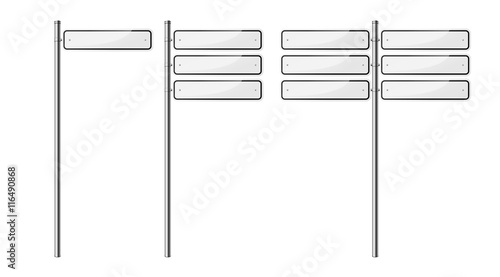 Set of blank street signs, isolated on white background. EPS10 vector illustration.