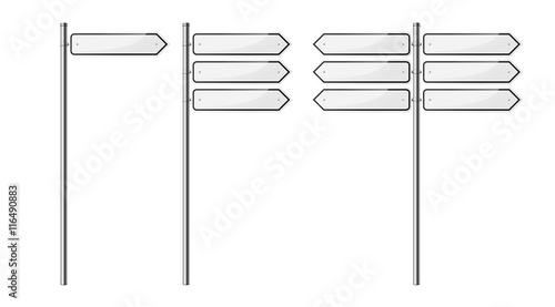Set of blank street signs, isolated on white background. EPS10 vector illustration.