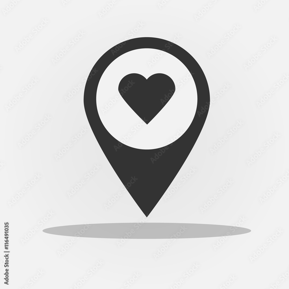 gps navigation style vector icon with heart gps navigation style vector icon with heart