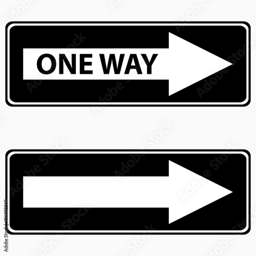 Black one way sign