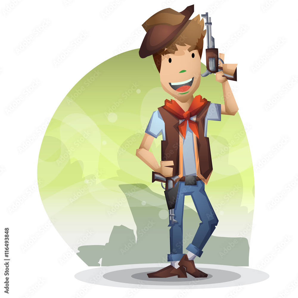 cowboy vector cartoon with separated layers for game and animation, game design asset