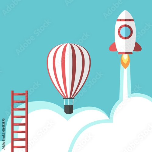 Ladder, balloon and rocket