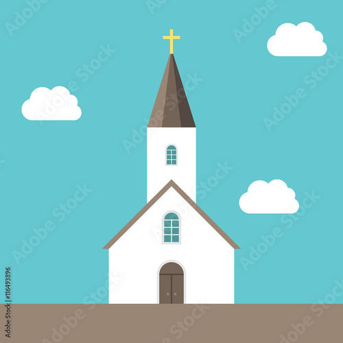 Small church, sky background photo