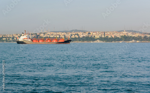 LPG tanker at sea. liquefied gas. Black ship