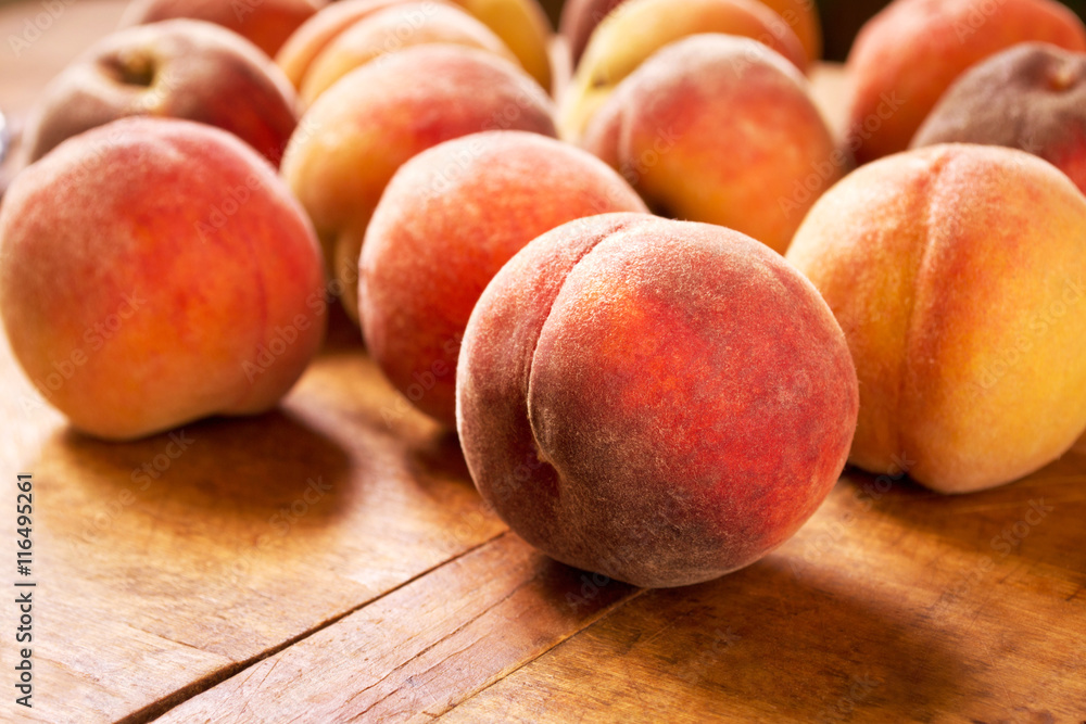 Sweet peaches close-up
