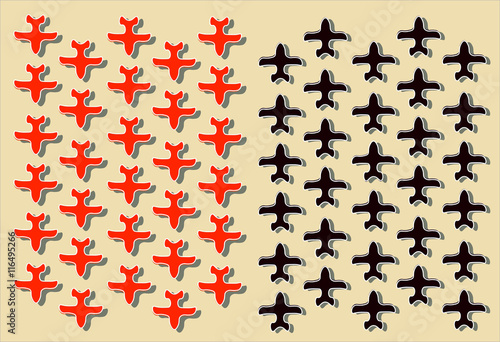 black and red airplanes