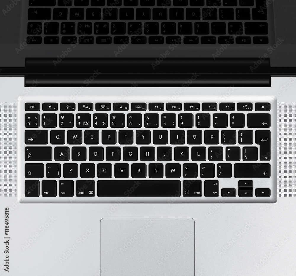 Outdoor laptop a with black keys.