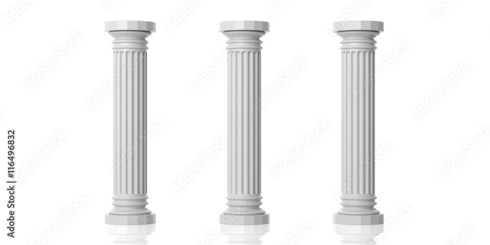 Three white marble pillars. 3d illustration Three white marble pillars. 3d illustration