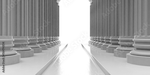 Marble pillars with steps. 3d illustration