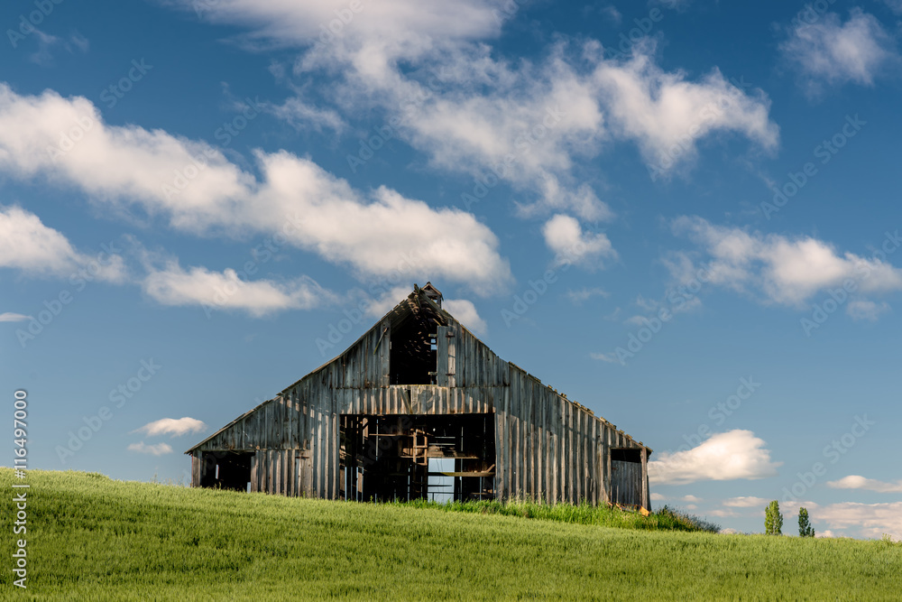 Classic weathered barn and blue sky