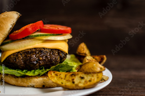 Grilled beef hamburger