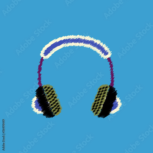 flat vector icon design collection music headphones