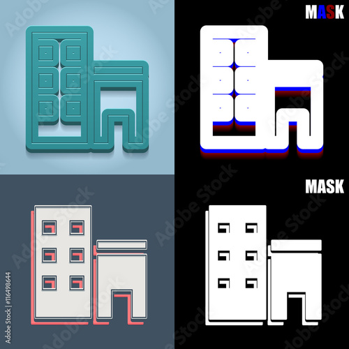 ikona retro 3D i płaska