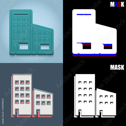 ikona retro 3D i płaska