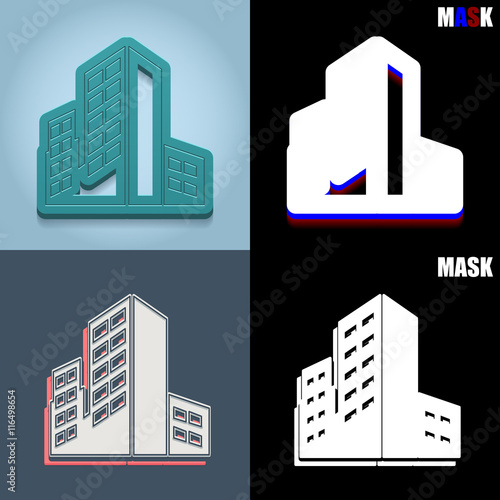 ikona retro 3D i płaska