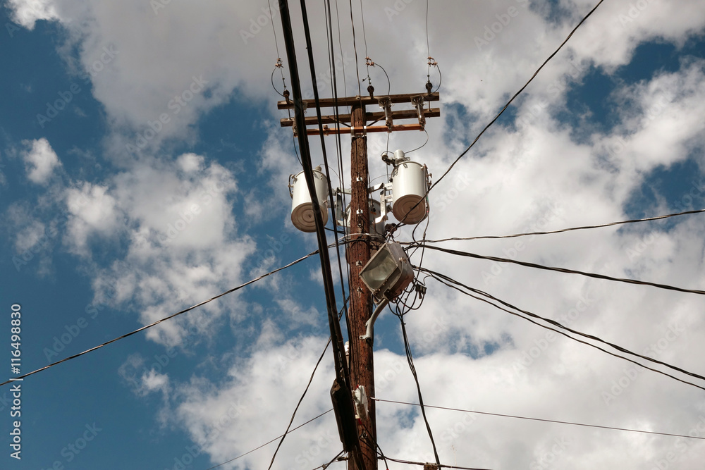 utility pole in sky with wires utility pole in sky with wires