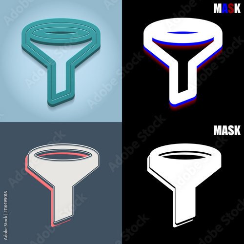 ikona retro 3D i płaska