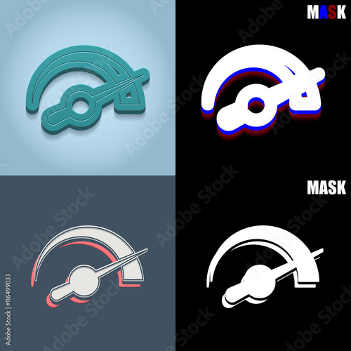 ikona retro 3D i płaska