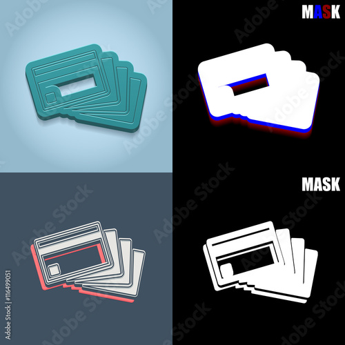 ikona retro 3D i płaska