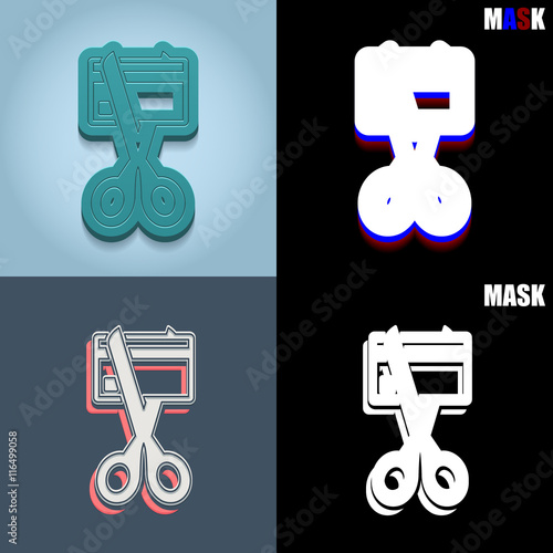 ikona retro 3D i płaska