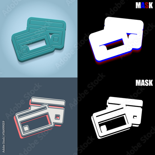 ikona retro 3D i płaska